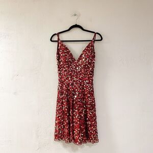 NEW Ashley Lauren Sequin HoCo Mini Dress 4248 in Red Gold Size 4